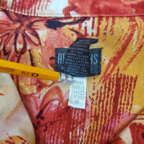 Chicos Additions Floral Red Orange Yellow Beige Zippered Jacket Womens Sz 1 - Picture 8 of 16